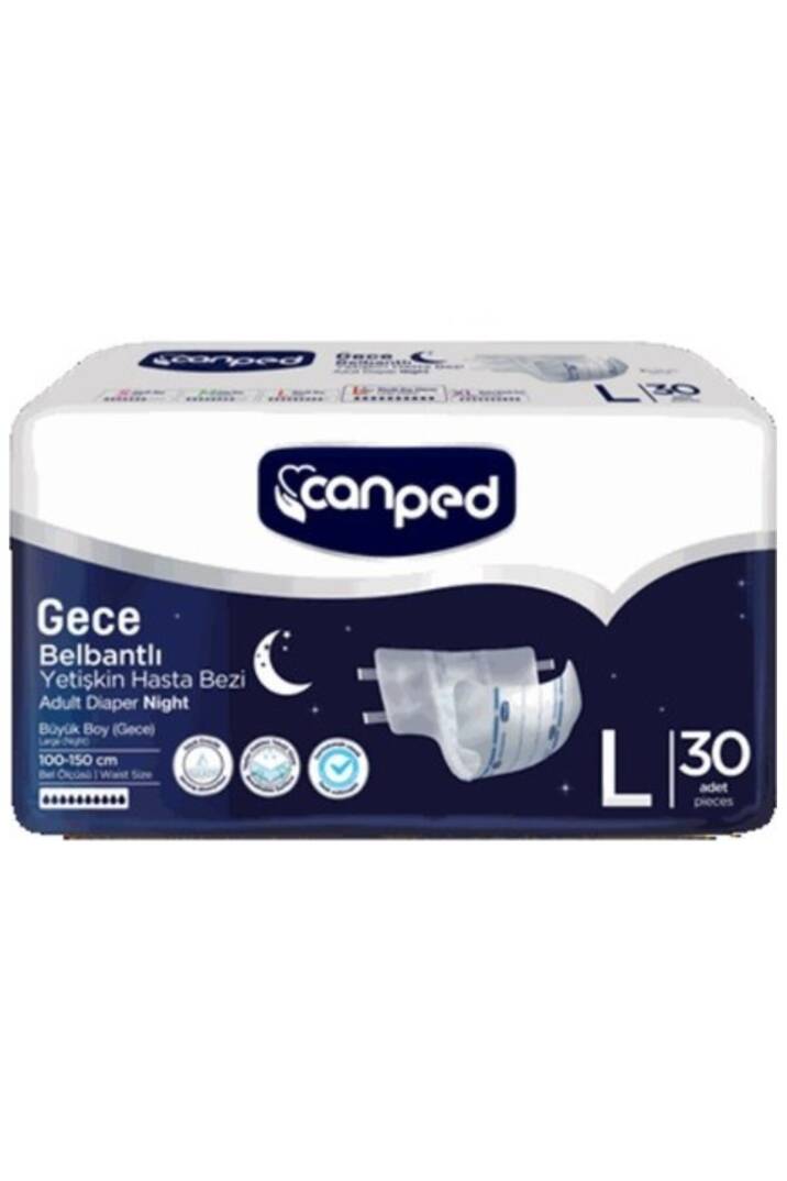 Belbantlı Yetişkin Hasta bezi Gece L 30lu 100-150 cm - 1