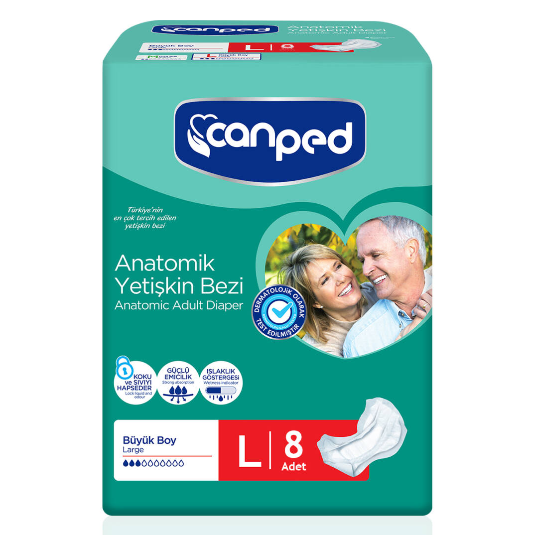Canped Anatomik Hasta Bezi L-Large Beden 8 Adet - 1