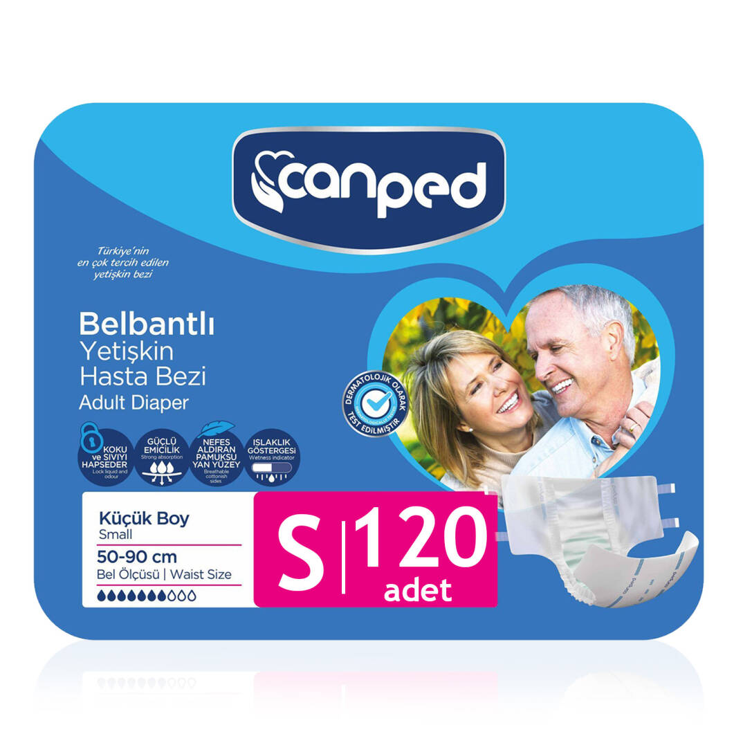 Canped Belbantlı Tekstil Yüzey Hasta Bezi S-Small Beden 120 Adet - 1