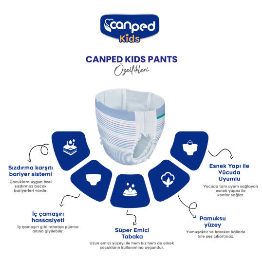 Canped Kids Pants Çocuklar İçin Tekstil Yüzeyli Külot Bez 4-7 Yaş 27 adet - 2