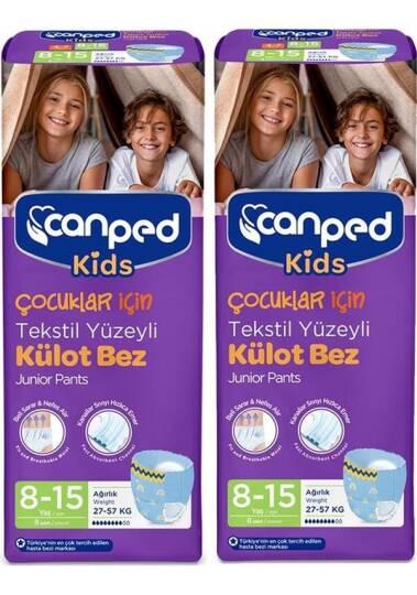 Canped Kids Pants Çocuklar İçin Tekstil Yüzeyli Külot Bez 8-15 Yaş 16 Adet