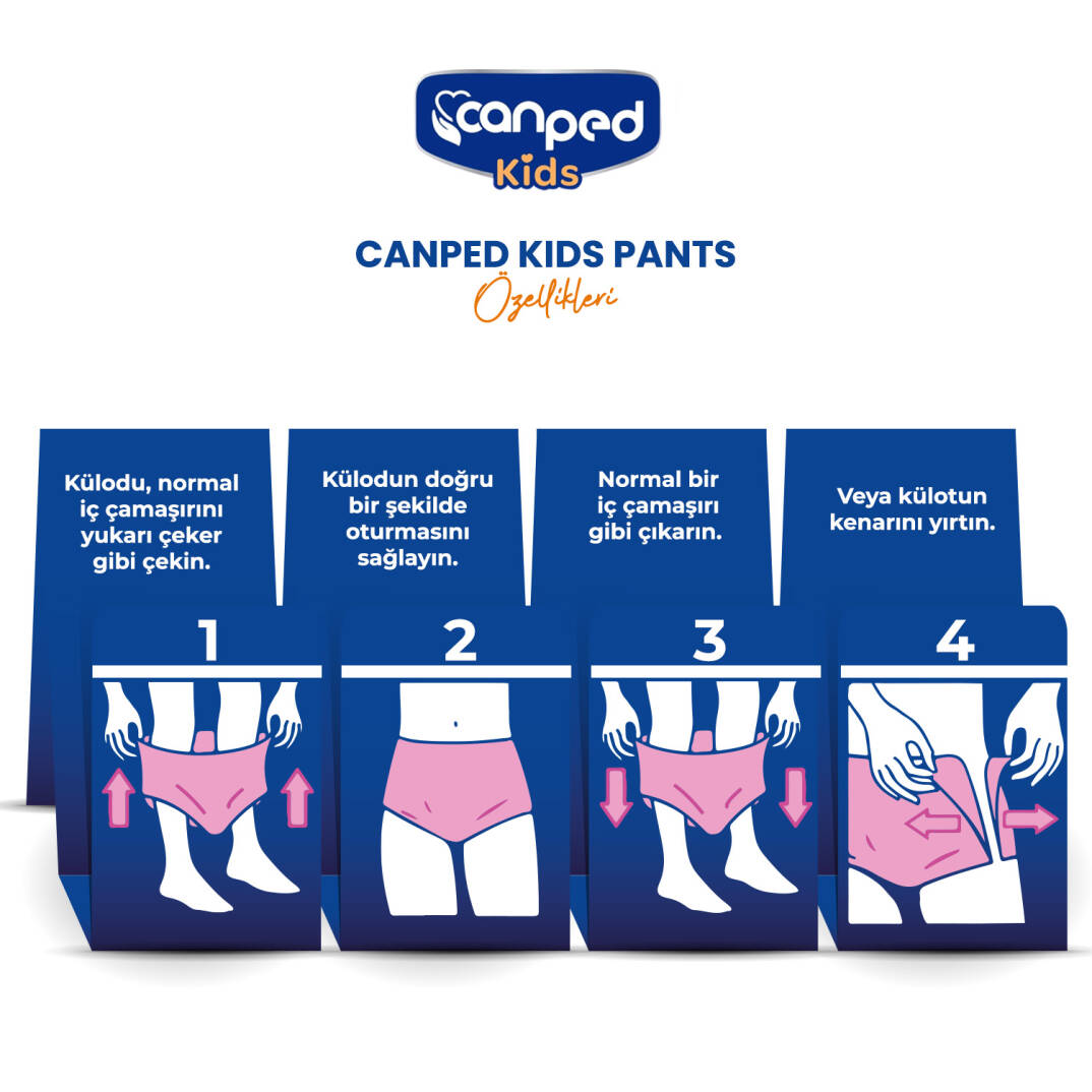 Canped Kids Pants Çocuklar İçin Tekstil Yüzeyli Külot Bez 8-15 Yaş 8 Adet - 3