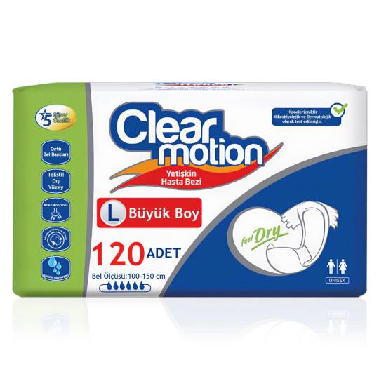 Clear Motion Belbantlı Hasta Bezi L-Large Beden 120 Adet