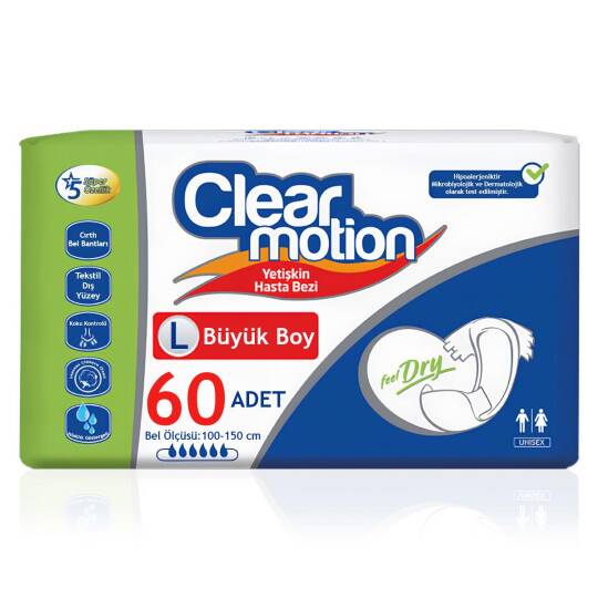 Clear Motion Belbantlı Hasta Bezi L-Large Beden 60 Adet
