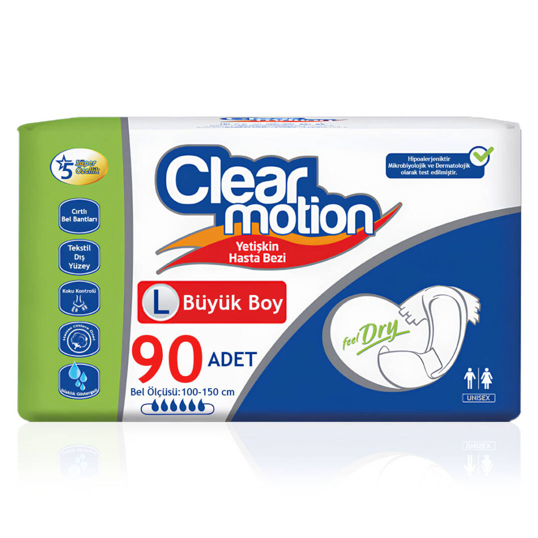 Clear Motion Belbantlı Hasta Bezi L-Large Beden 90 Adet - 1
