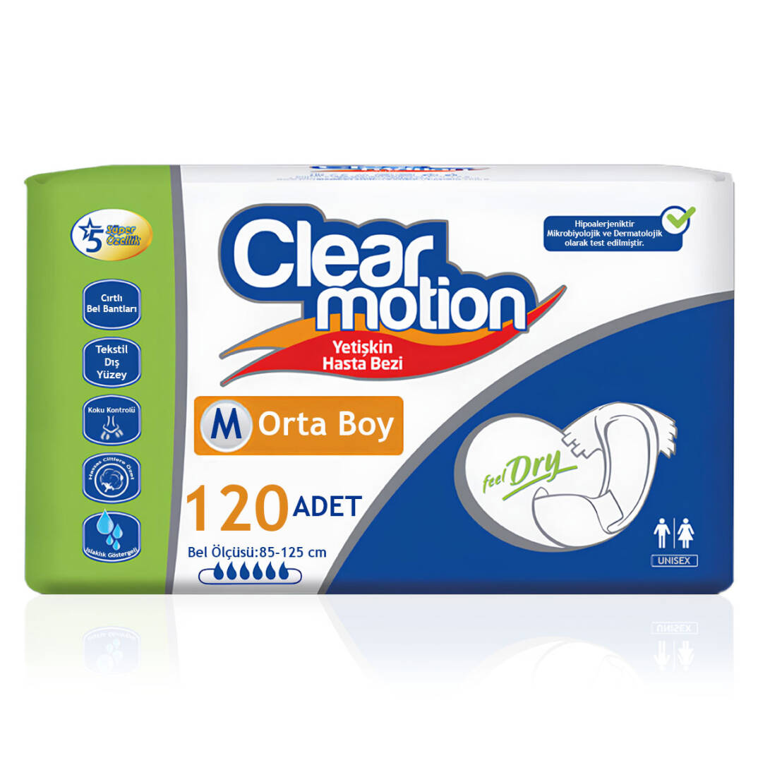 Clear Motion Belbantlı Hasta Bezi M-Medium Beden 120 Adet - 1