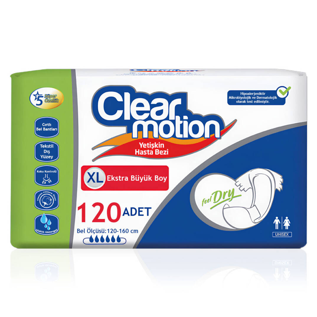 Clear Motion Belbantlı Hasta Bezi XL- Extra Large Beden 120 Adet - 1