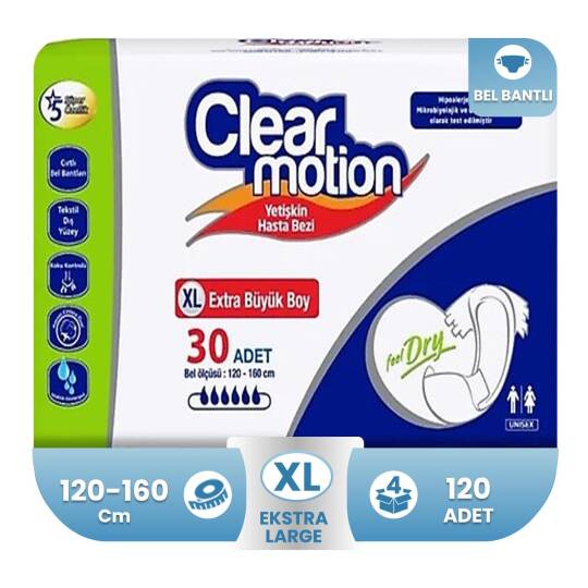 Clear Motion Belbantlı Hasta Bezi XL- Extra Large Beden 120 Adet