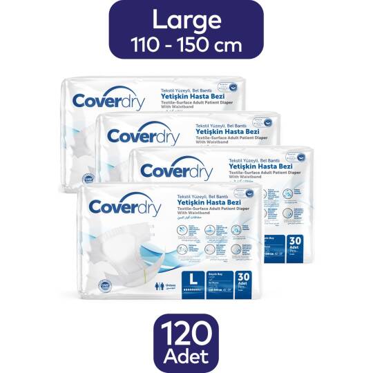 Coverdry Bel Bantlı Hasta Bezi L-Large Beden 120 Adet - 4
