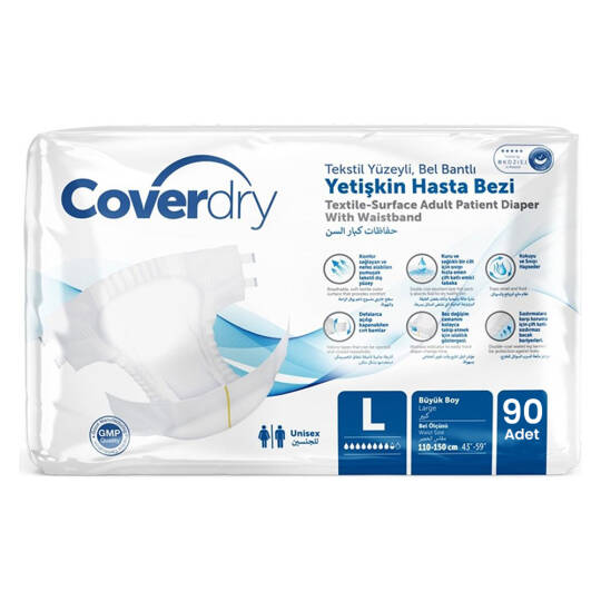 Coverdry Bel Bantlı Hasta Bezi L-Large Beden 90 Adet