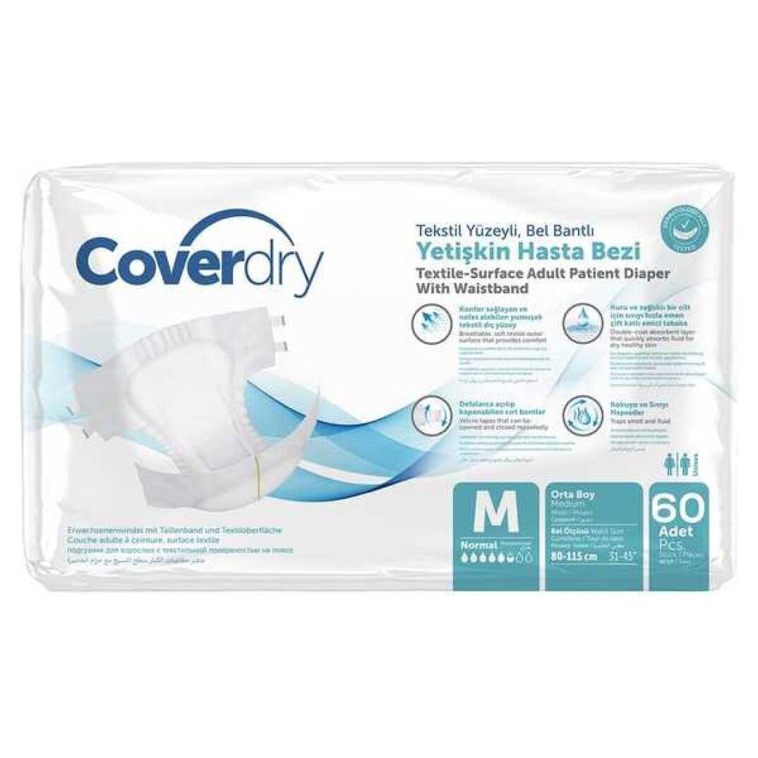 Coverdry Bel Bantlı Hasta Bezi M-Medium Beden 60 Adet - 1