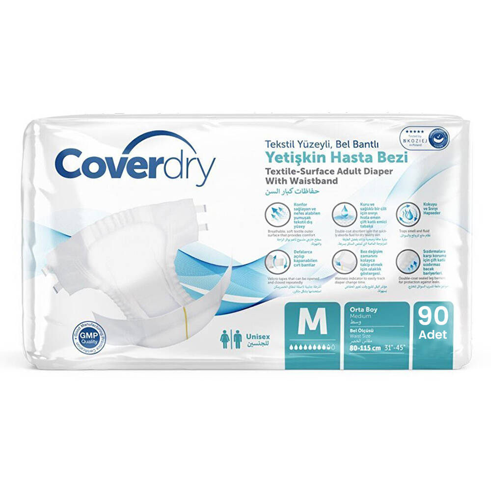 Coverdry Bel Bantlı Hasta Bezi M-Medium Beden 90 Adet - 1
