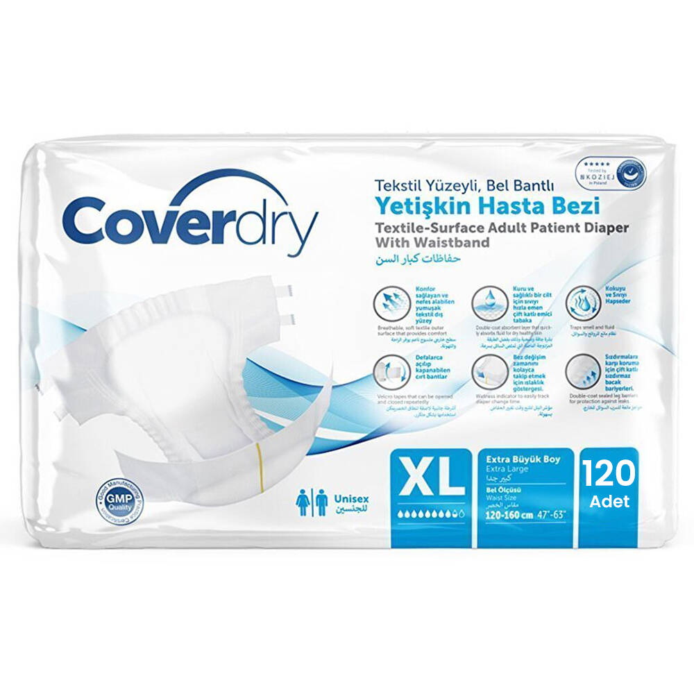 Coverdry Bel Bantlı Hasta Bezi XL-Extra Large Beden 120 Adet - 1