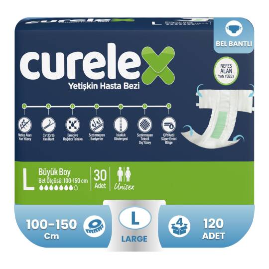 Curelex Belbantlı Hasta Bezi L-Large Beden 120 Adet