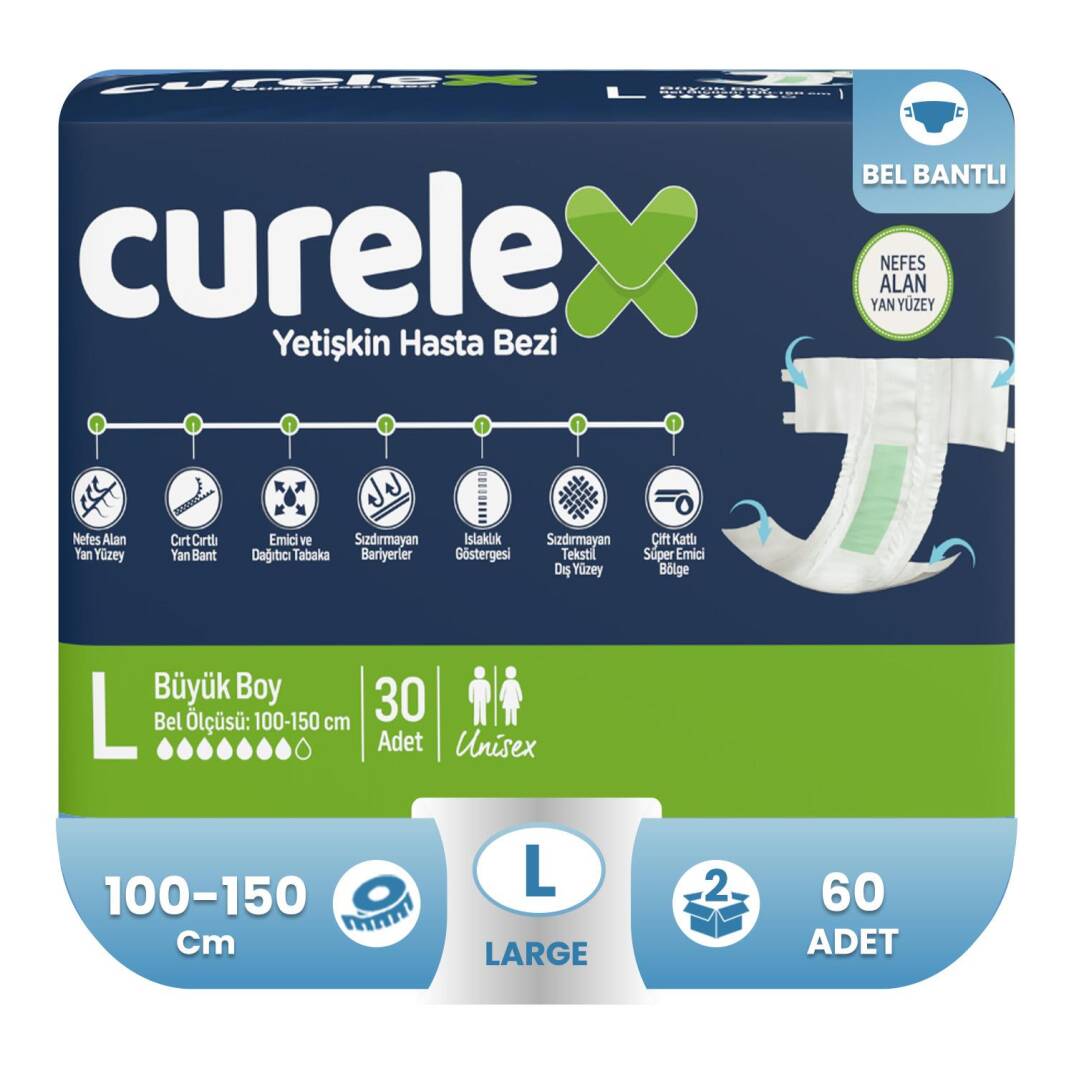 Curelex Belbantlı Hasta Bezi L-Large Beden 60 Adet - 1