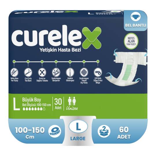 Curelex Belbantlı Hasta Bezi L-Large Beden 60 Adet