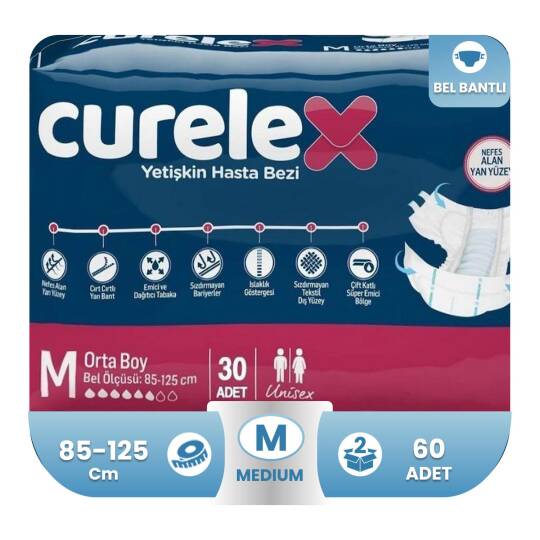 Curelex Belbantlı Hasta Bezi M-Medium Beden 60 Adet