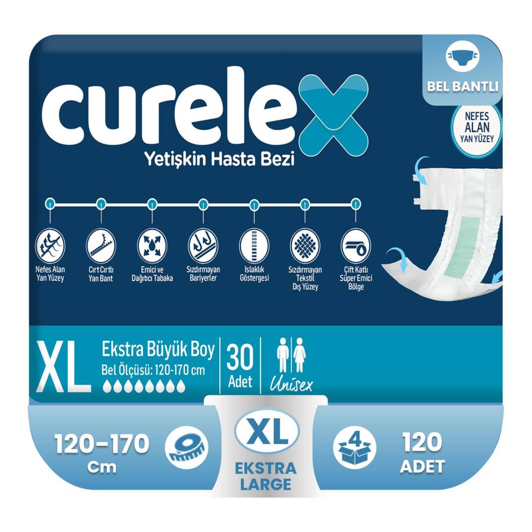 Curelex Belbantlı Hasta Bezi XL-Extra Large Beden 120 Adet - 1
