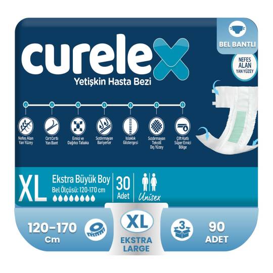 Curelex Belbantlı Hasta Bezi XL-Extra Large Beden 90 Adet