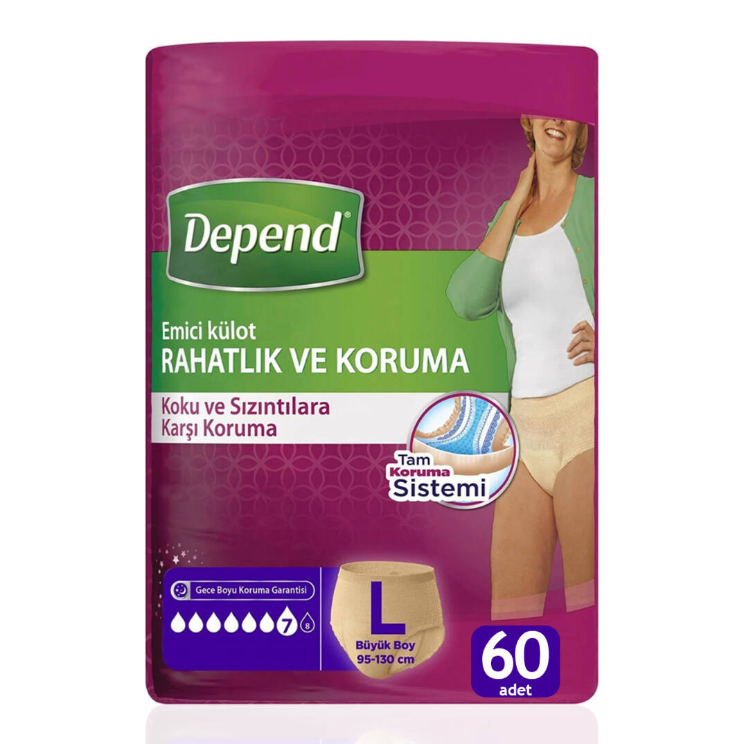 Depend Emici Külot Bayan L-Large Beden 60 Adet - 1