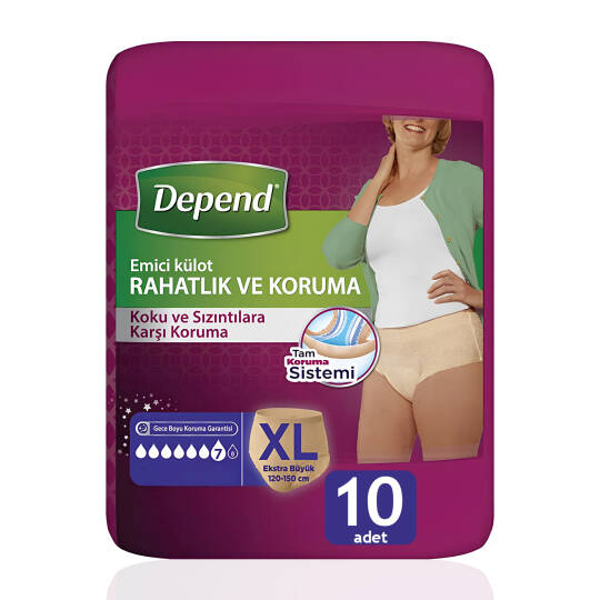 Depend Emici Külot Bayan XL-Extra Large Beden 10 Adet