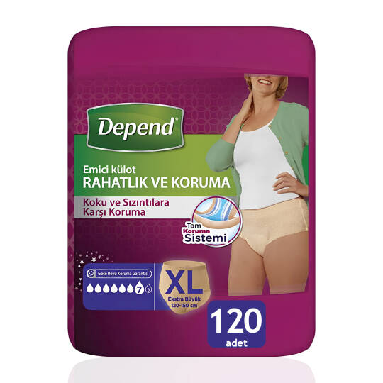Depend Emici Külot Bayan XL-Extra Large Beden 120 Adet