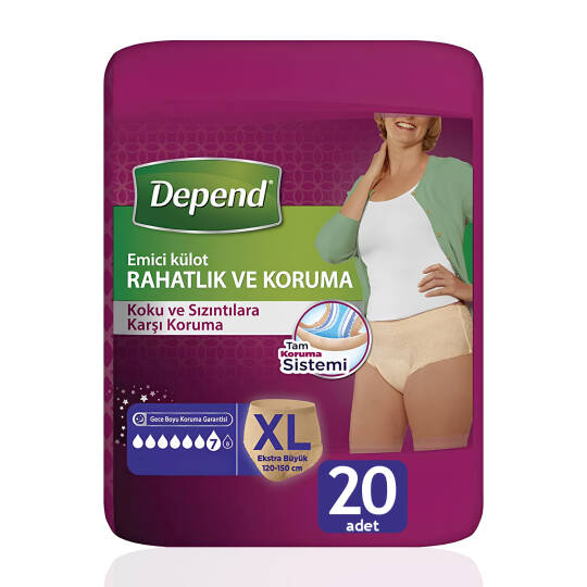 Depend Emici Külot Bayan XL-Extra Large Beden 20 Adet