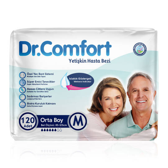 Dr. Comfort Belbantlı Hasta Bezi M-Medium Beden 120 Adet