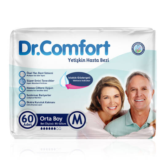 Dr. Comfort Belbantlı Hasta Bezi M-Medium Beden 60 Adet