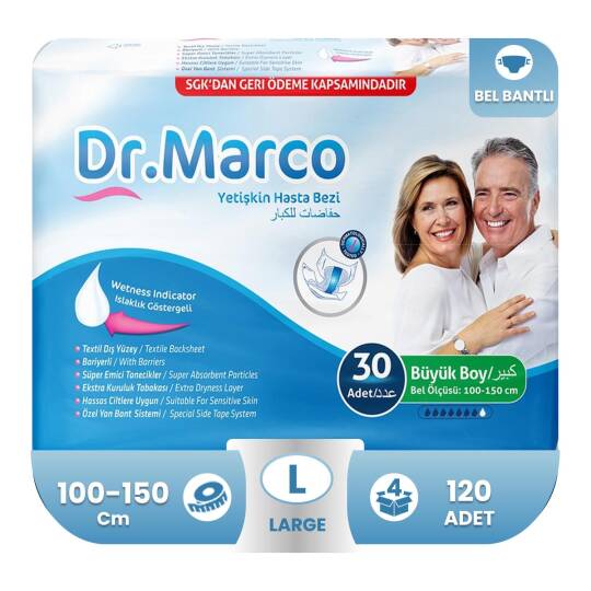 Dr. Marco  Belbantlı Hasta Bezi L-Large Beden 120 Adet