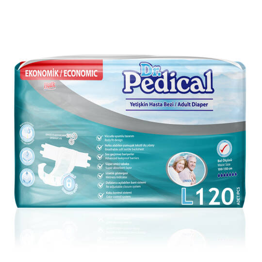 Dr. Pedical Belbantlı Hasta Bezi L-Large Beden 120 Adet