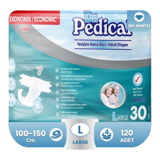 Dr. Pedical Belbantlı Hasta Bezi L-Large Beden 120 Adet