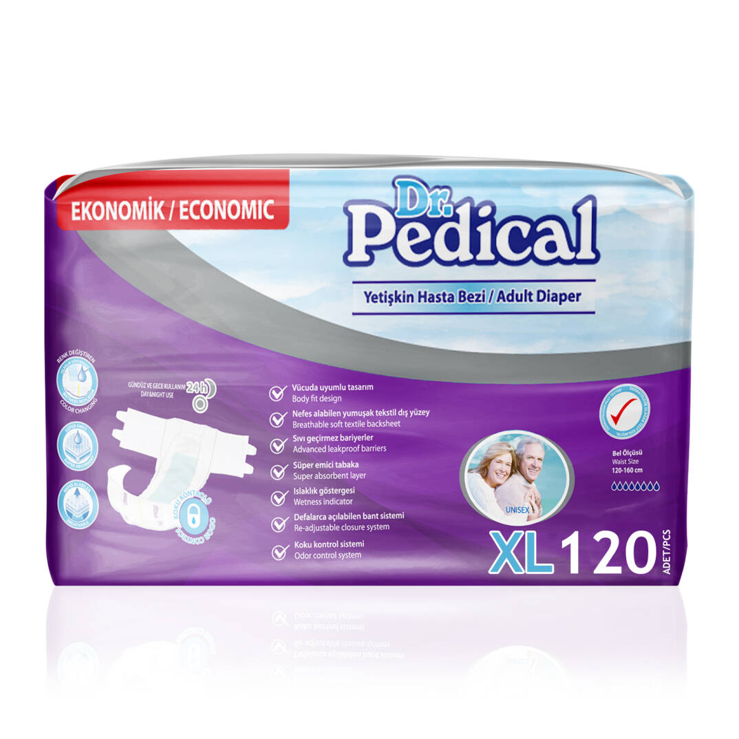 Dr. Pedical Belbantlı Hasta Bezi XL-Extra Large Beden 120 Adet - 1