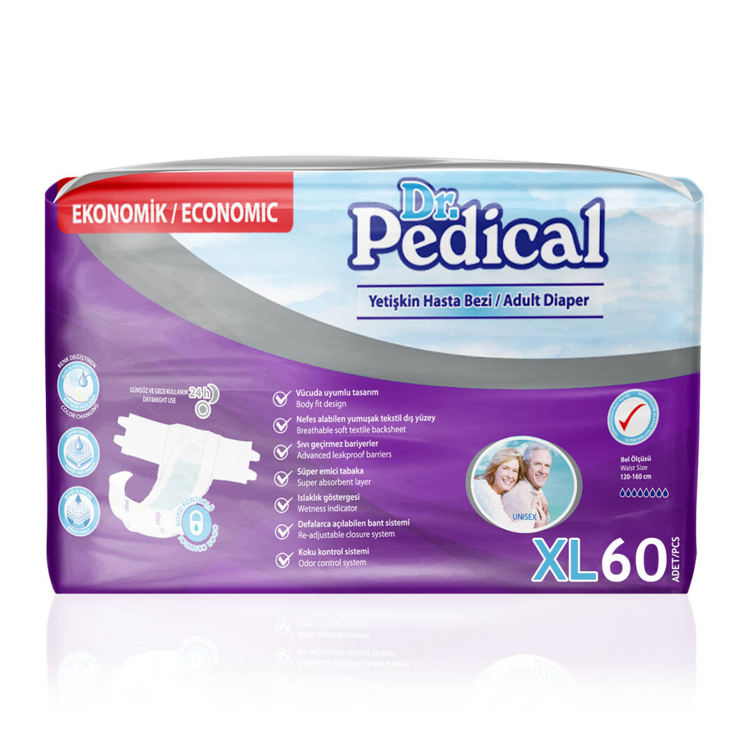 Dr. Pedical Belbantlı Hasta Bezi XL-Extra Large Beden 60 Adet - 1
