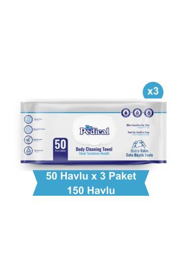Dr. Pedical Vücut Temizleme Havlusu 50li 3 Paket 150 Adet Havlu - 2
