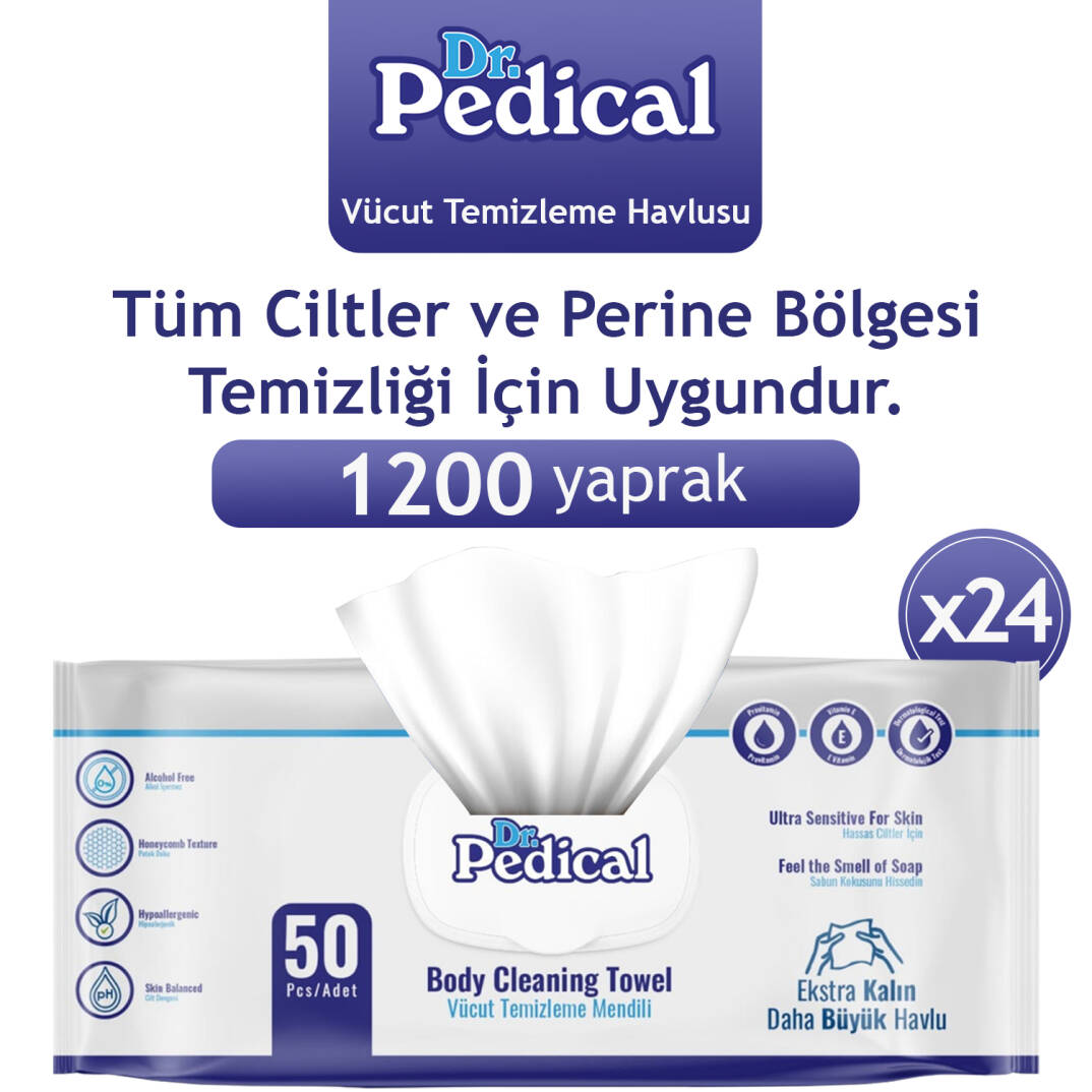Dr. Pedical Vücut Temizleme Havlusu Beyaz Sabun 1200 Adet - 1
