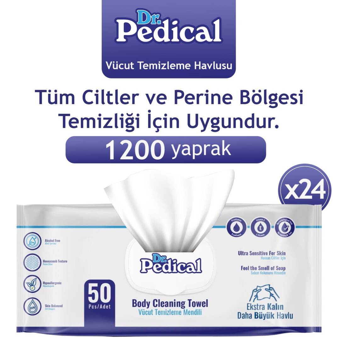 Dr. Pedical Vücut Temizleme Havlusu Beyaz Sabun 1200 Adet - 1