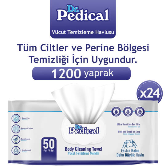 Dr. Pedical Vücut Temizleme Havlusu Beyaz Sabun 1200 Adet