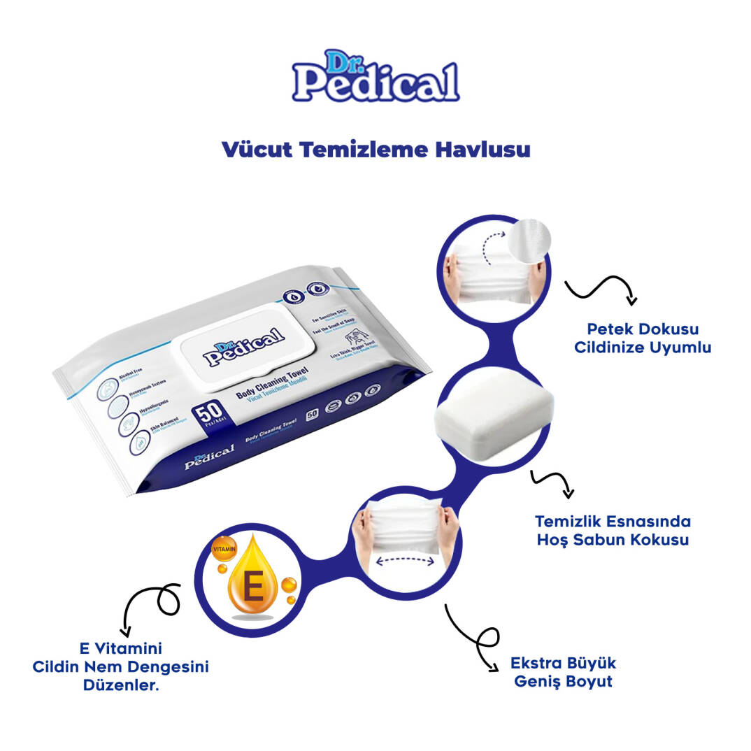 Dr. Pedical Vücut Temizleme Havlusu Beyaz Sabun 150 Adet - 2