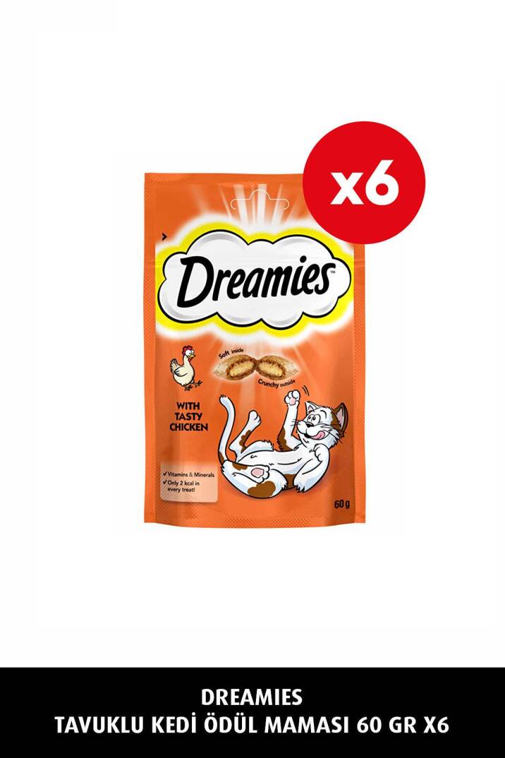 Dreamies Tavuklu Yetişkin Kedi Ödül Maması 60 Gr 6 Adet - 1