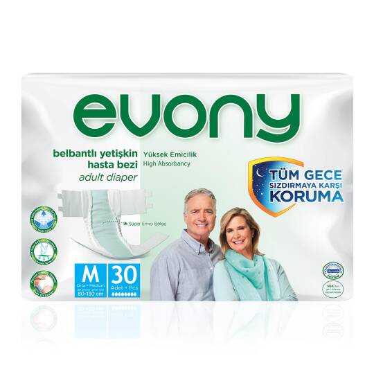 Evony Belbantlı Hasta Bezi M-Medium Beden 30 Adet