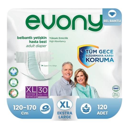 Evony Belbantlı Hasta Bezi XL-Extra Large Beden 120 Adet
