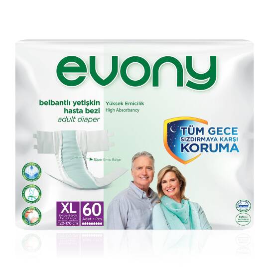 Evony Belbantlı Hasta Bezi XL-Extra Large Beden 60 Adet