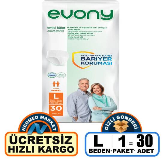 Evony Emici Külot L-Large Beden 30 Adet
