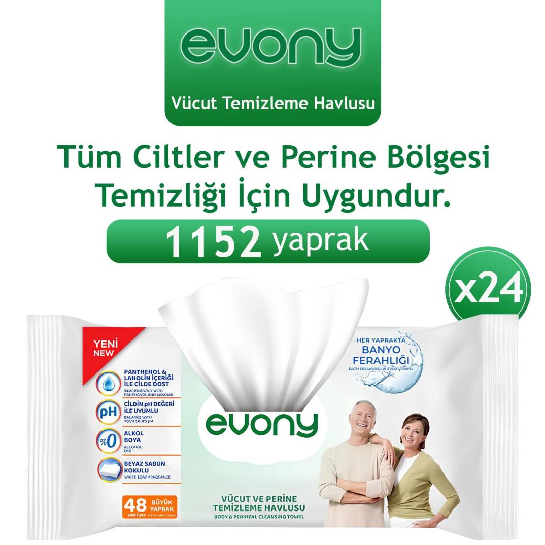 Evony Perine ve Vücut Temizleme Havlusu 1152 Adet - 1