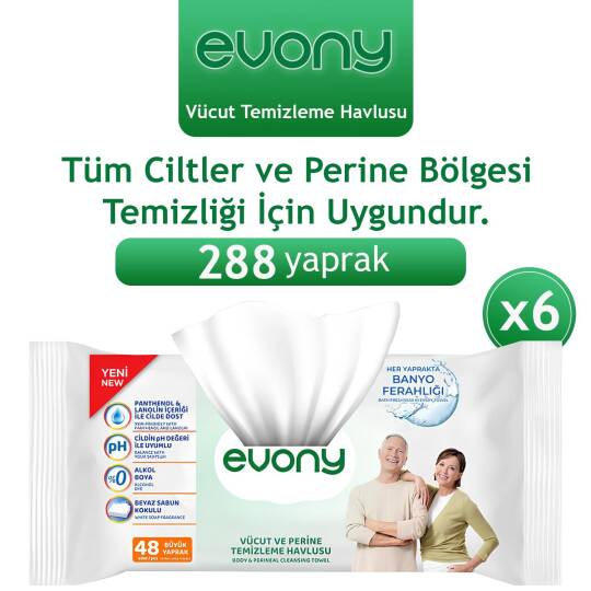 Evony Perine ve Vücut Temizleme Havlusu 288 Adet