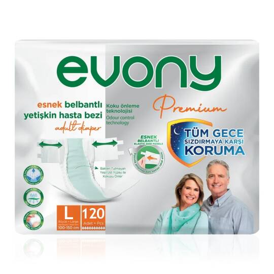 Evony Premium Belbantlı Hasta Bezi L-Large Beden 120 Adet
