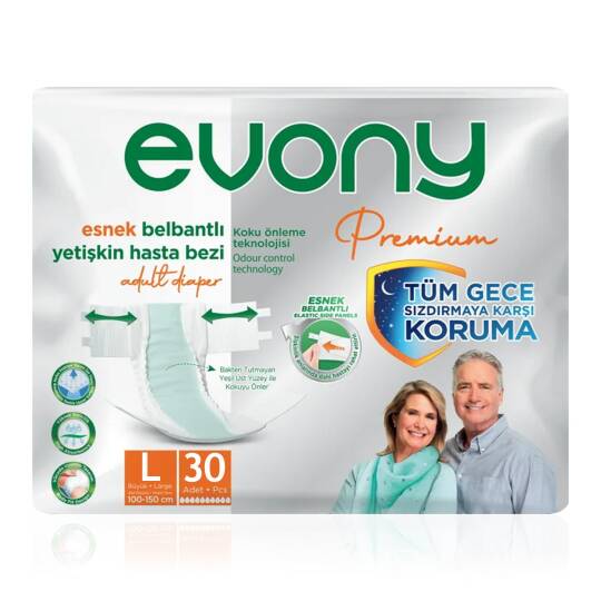 Evony Premium Belbantlı Hasta Bezi L-Large Beden 30 Adet