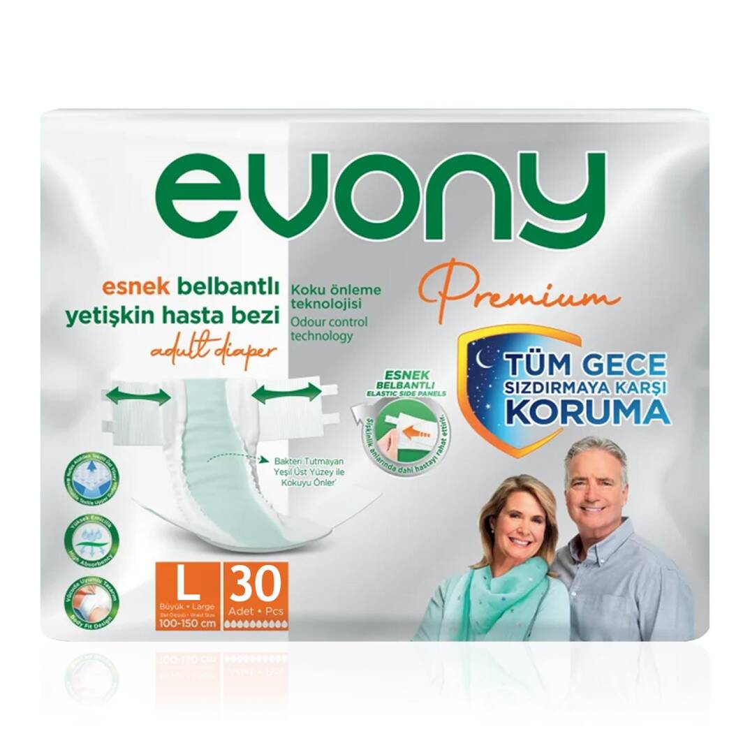 Evony Premium Belbantlı Hasta Bezi L-Large Beden 30 Adet - 1