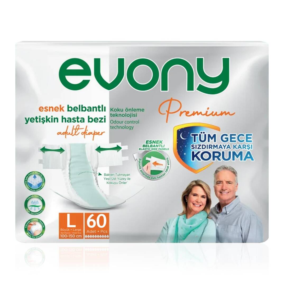 Evony Premium Belbantlı Hasta Bezi L-Large Beden 60 Adet - 1